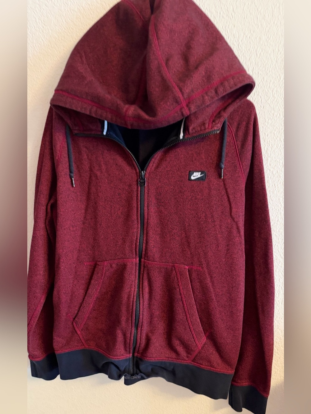 Nike Maroon Full-Zip Hooded Performance Jacket